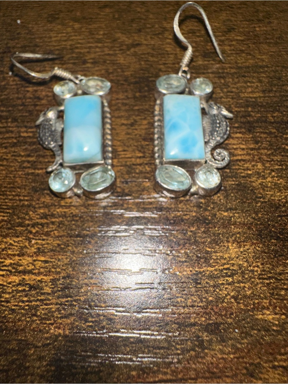 Genuine Larimar Dangle Earrings